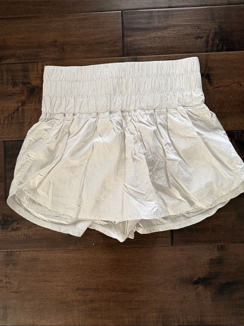 Free People movement White Smocked Ruffle shorts